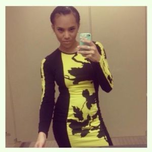 Black and yellow spandex dress